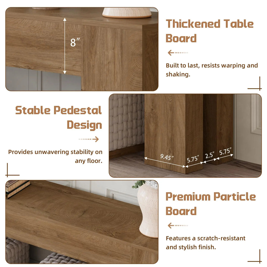 VORPLEKOM 79" Extra Long Console Table - Natural Oak 