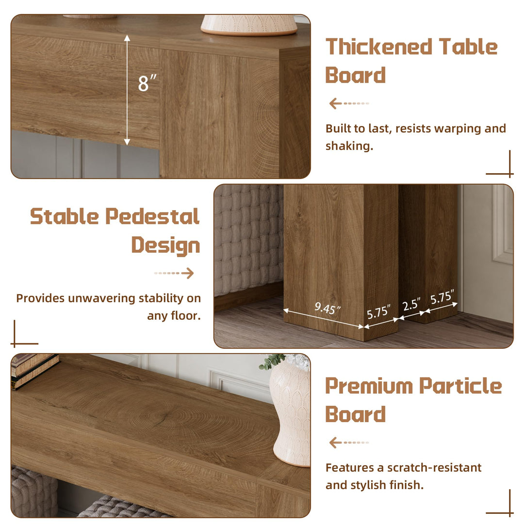 VORPLEKOM 79" Extra Long Console Table - Natural Oak 
