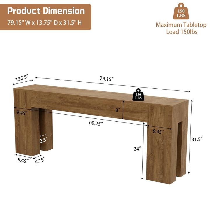VORPLEKOM 79" Extra Long Console Table - Natural Oak 
