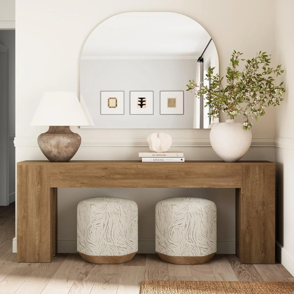 VORPLEKOM 79" Extra Long Console Table - Natural Oak 