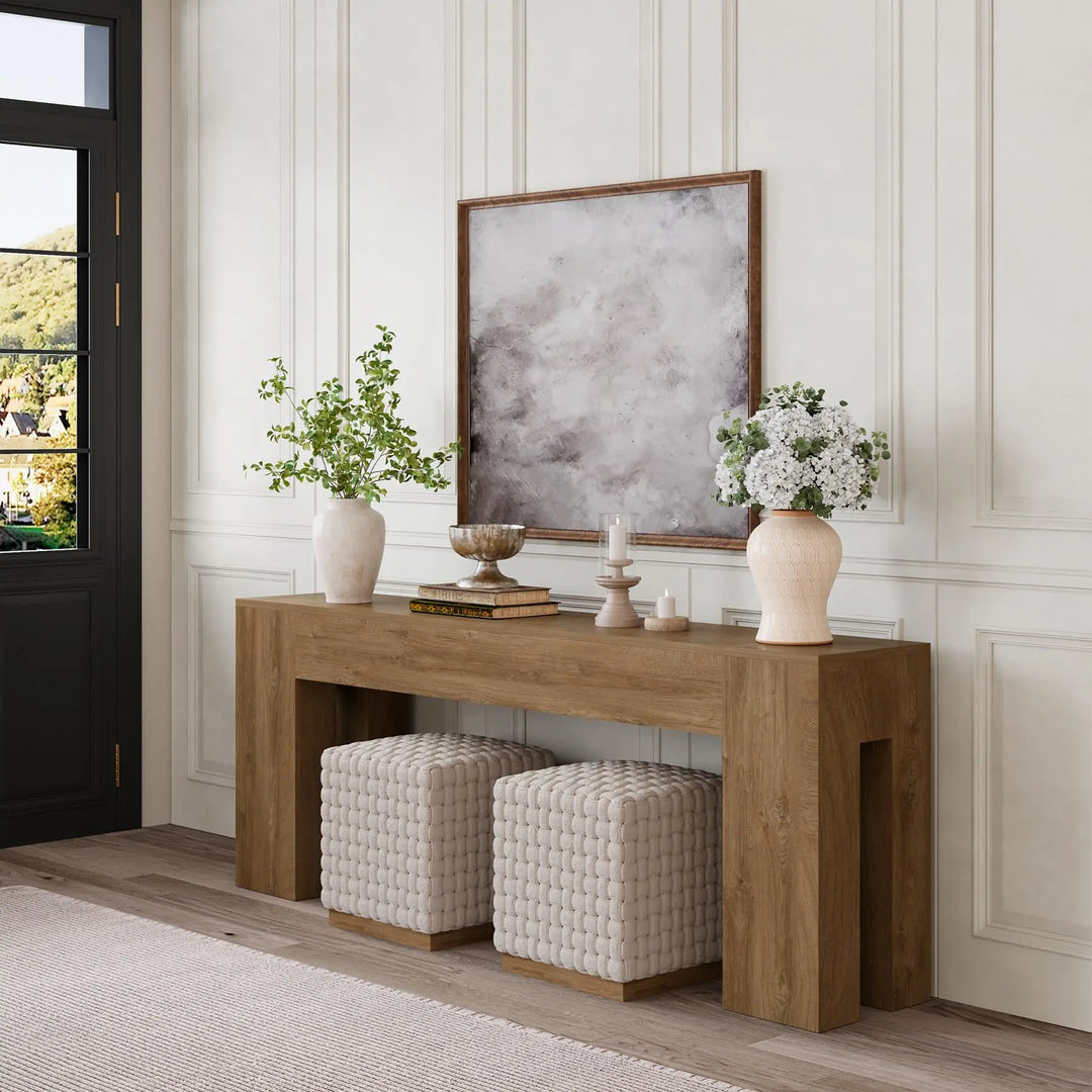 VORPLEKOM 79" Extra Long Console Table - Natural Oak 