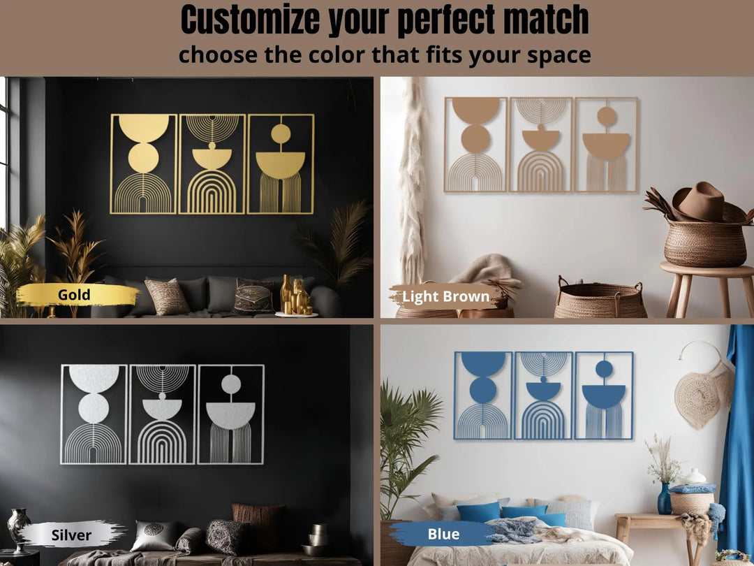 Vailla Boho Minimalist Wall Art, Set of 3 Wooden Wall Decoration 