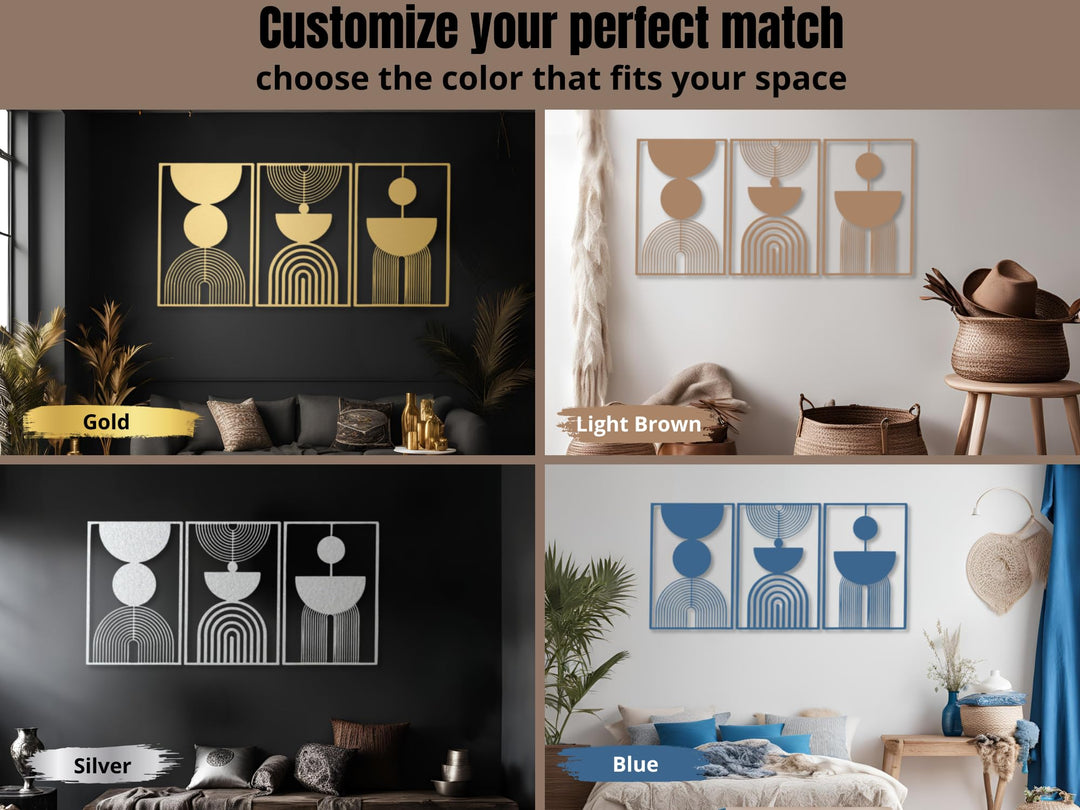 Vailla Boho Minimalist Wall Art, Set of 3 Wooden Wall Decoration 