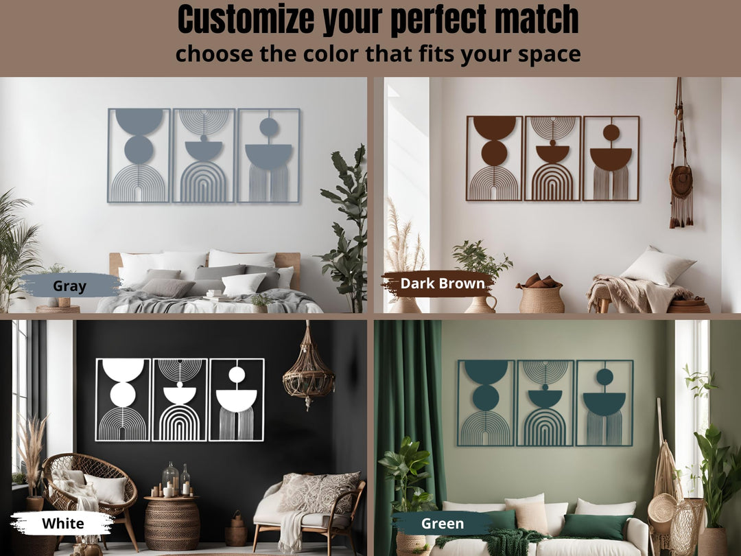 Vailla Boho Minimalist Wall Art, Set of 3 Wooden Wall Decoration 