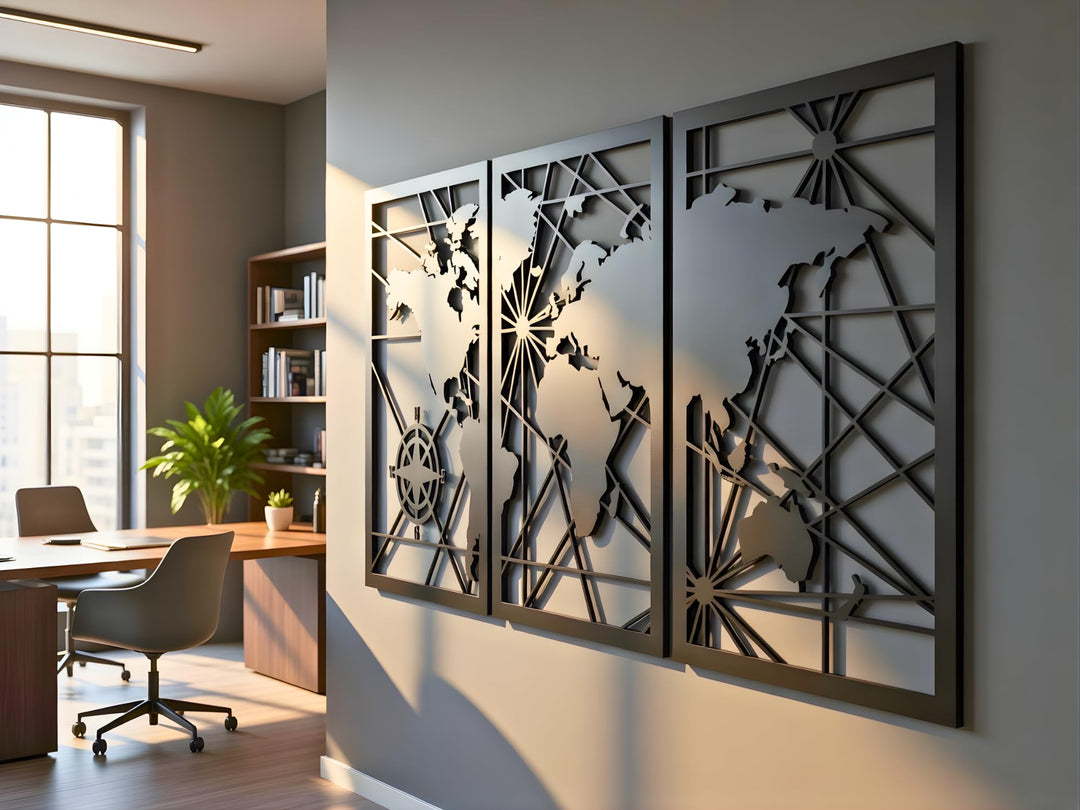 Vailla World Map Wood Wall Art Decor 