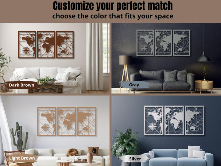 Vailla World Map Wood Wall Art Decor 