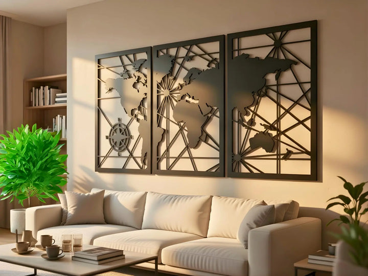 Vailla World Map Wood Wall Art Decor 