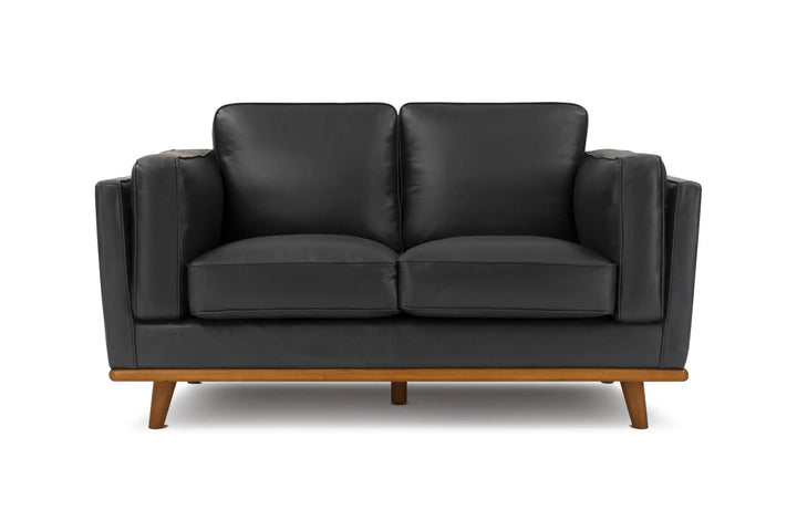 Valencia Artisan Full Leather Loveseat Sofa 66 Inch, Pure Full Italian Nappa Leather, Black