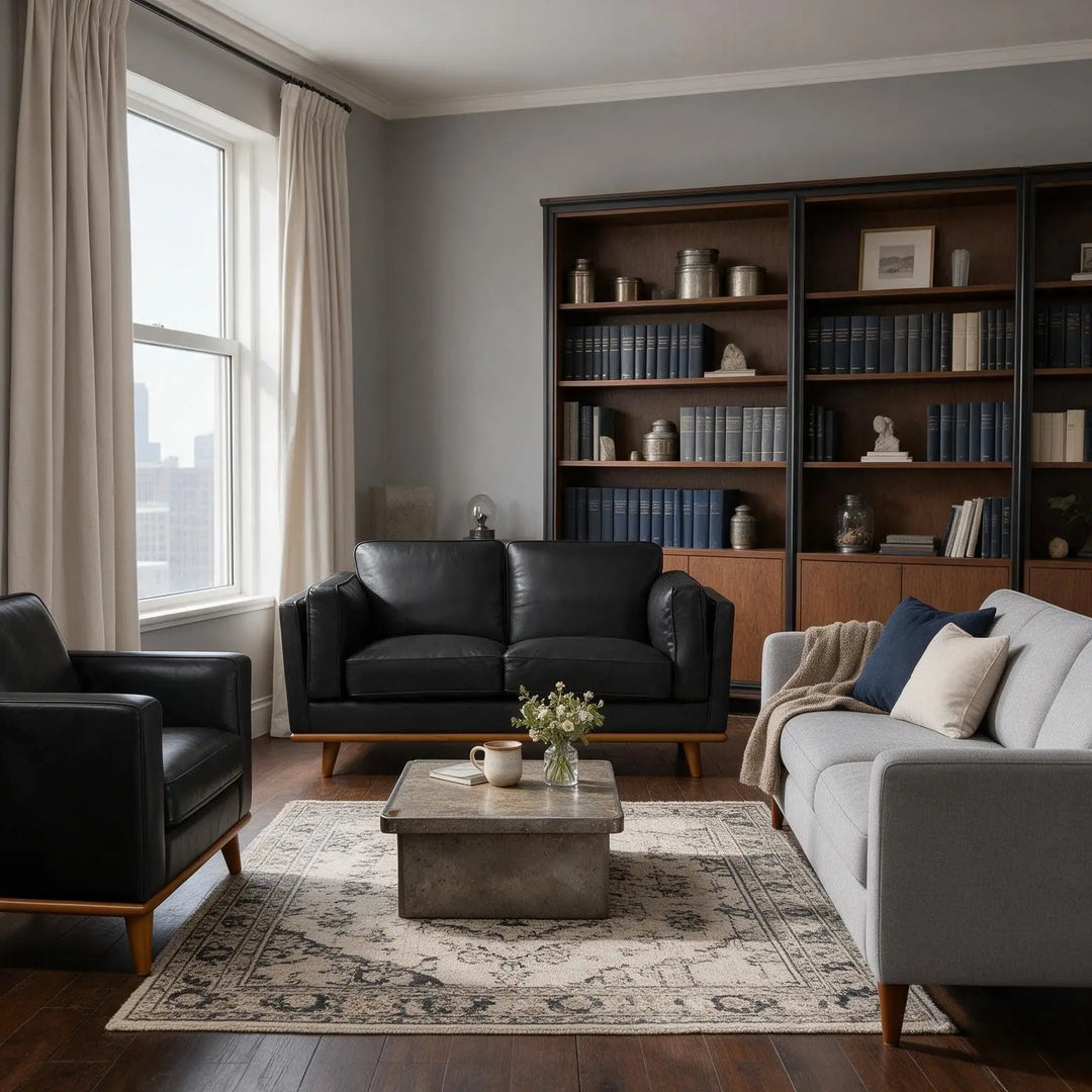 Valencia Artisan Full Leather Loveseat Sofa 66 Inch, Pure Full Italian Nappa Leather, Black