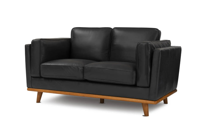 Valencia Artisan Full Leather Loveseat Sofa 66 Inch, Pure Full Italian Nappa Leather, Black