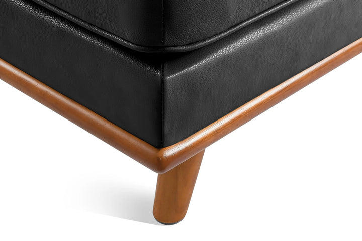 Valencia Artisan Full Leather Ottoman 31 Inch, Italian Nappa 11000 Top-Grain Leather, Black
