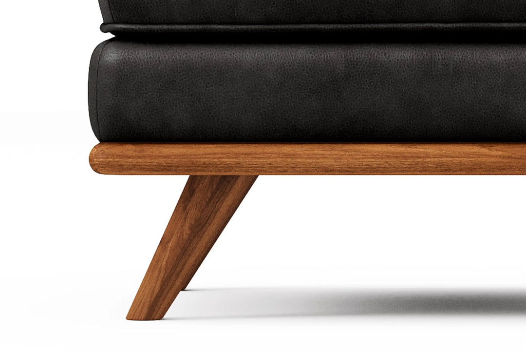 Valencia Artisan Full Leather Ottoman 31 Inch, Italian Nappa 11000 Top-Grain Leather, Black