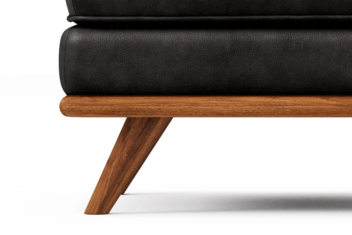Valencia Artisan Full Leather Ottoman 31 Inch, Italian Nappa 11000 Top-Grain Leather, Black