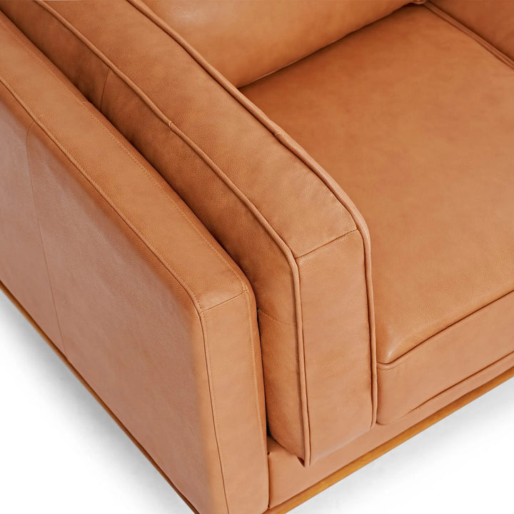 Valencia Artisan Full Leather Sofa 88”, Ultimate Comfort - Cognac Tan