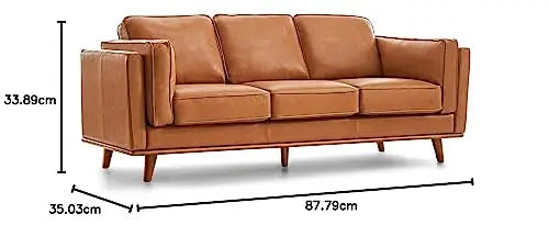 Valencia Artisan Full Leather Sofa 88”, Ultimate Comfort - Cognac Tan
