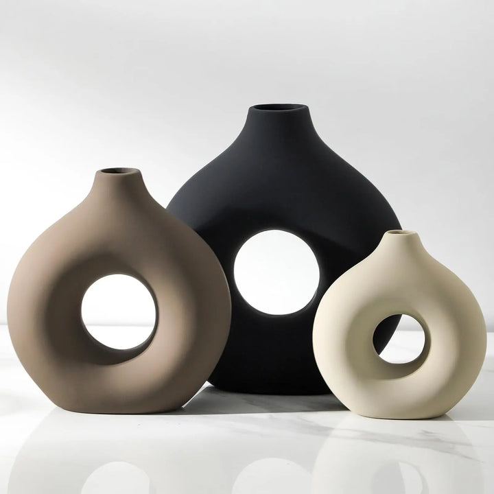 Vanselia Ceramic Vase Set of 3, Classic, Modern Farmhouse