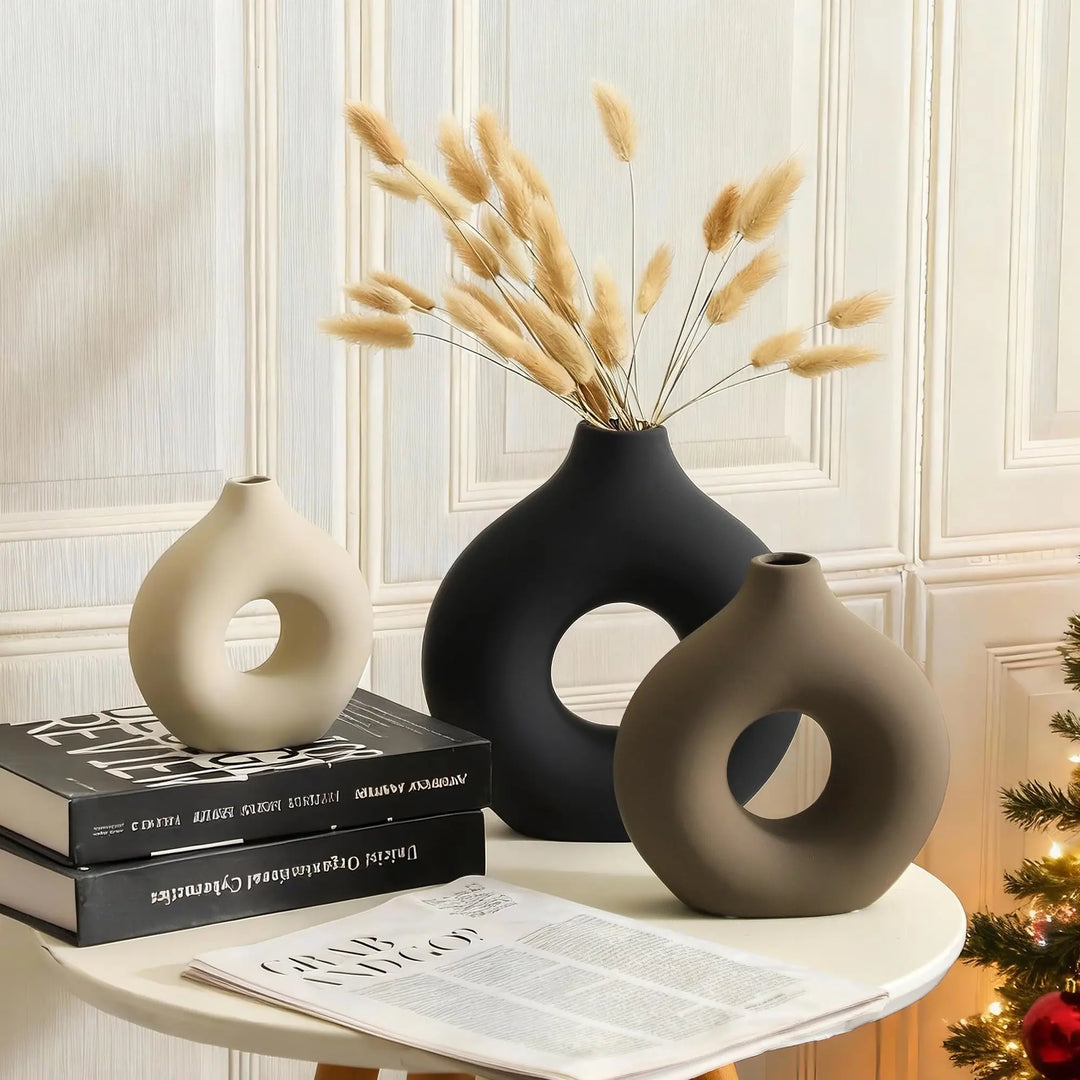 Vanselia Ceramic Vase Set of 3, Classic, Modern Farmhouse