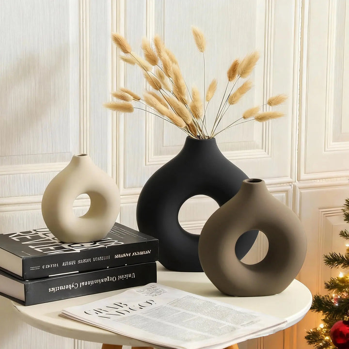 Vanselia Ceramic Vase Set of 3, Classic, Modern Farmhouse