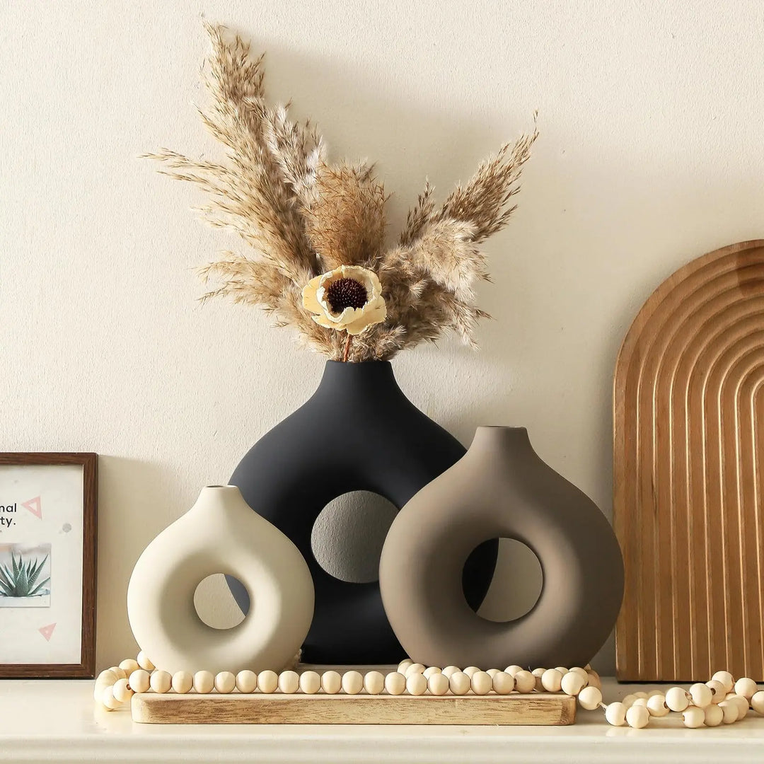 Vanselia Ceramic Vase Set of 3, Classic, Modern Farmhouse