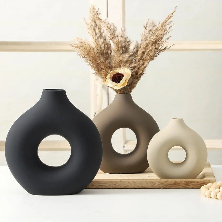Vanselia Ceramic Vase Set of 3, Classic, Modern Farmhouse