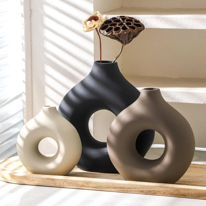 Vanselia Ceramic Vase Set of 3, Classic, Modern Farmhouse