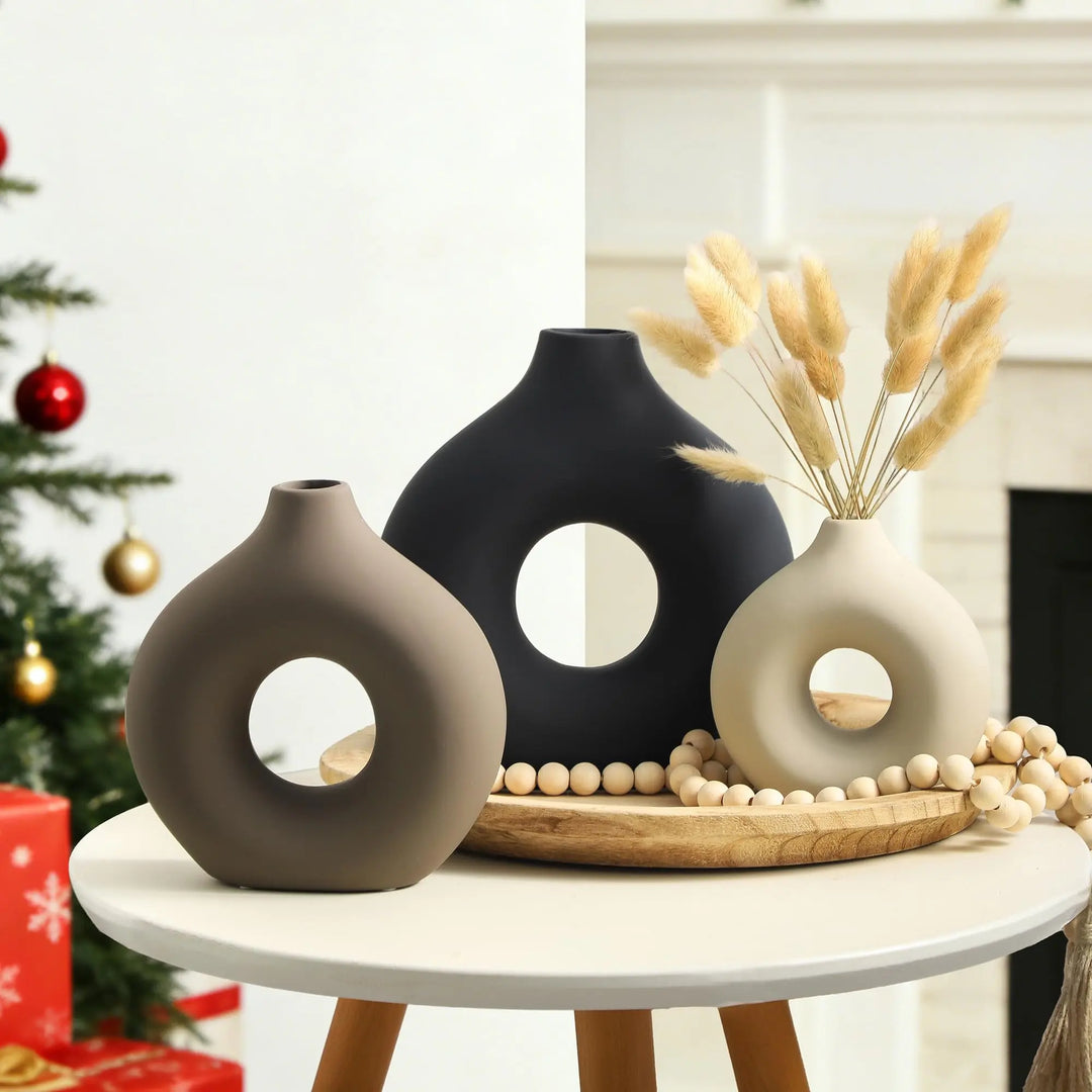 Vanselia Ceramic Vase Set of 3, Classic, Modern Farmhouse