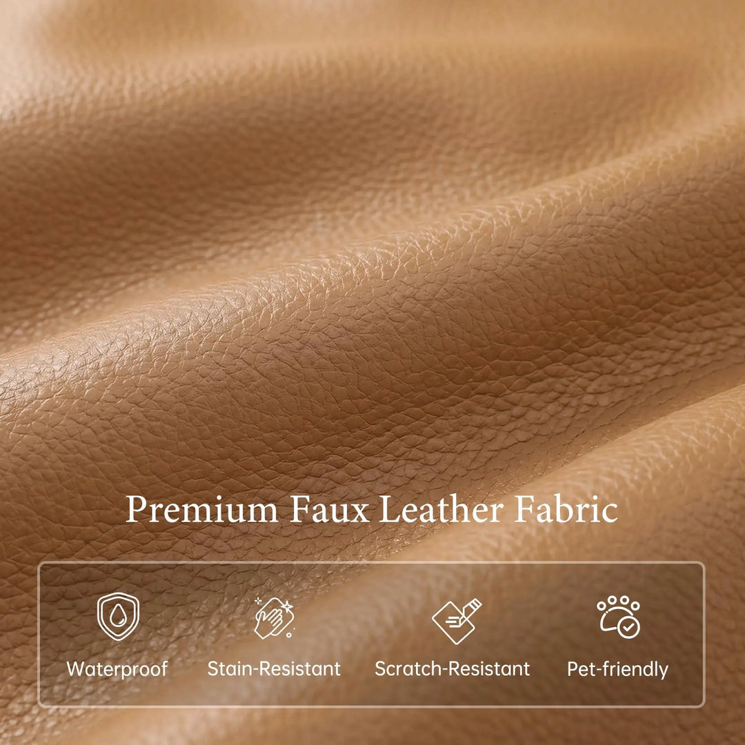 Vesgantti 100" L-Shaped Faux Leather Modular Sectional Couch, Camel