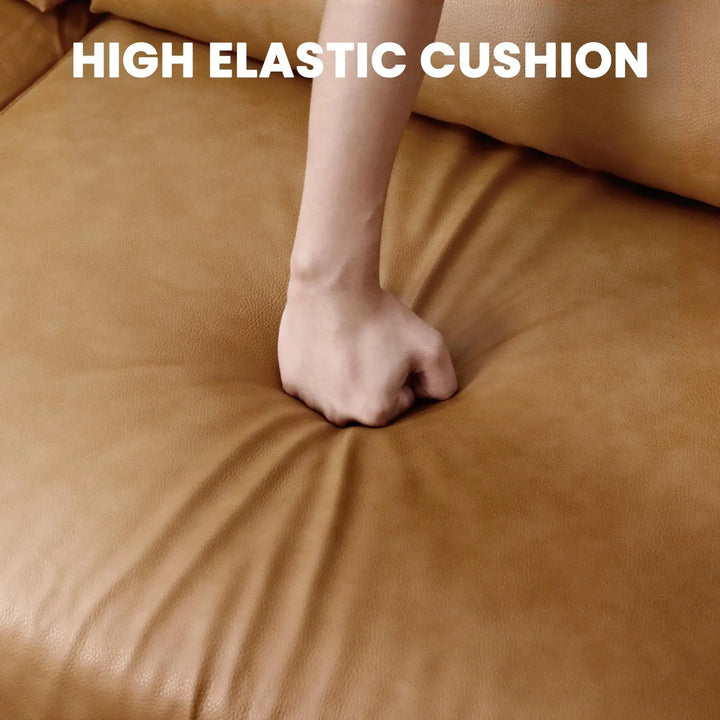Vesgantti 100" L-Shaped Faux Leather Modular Sectional Couch, Camel