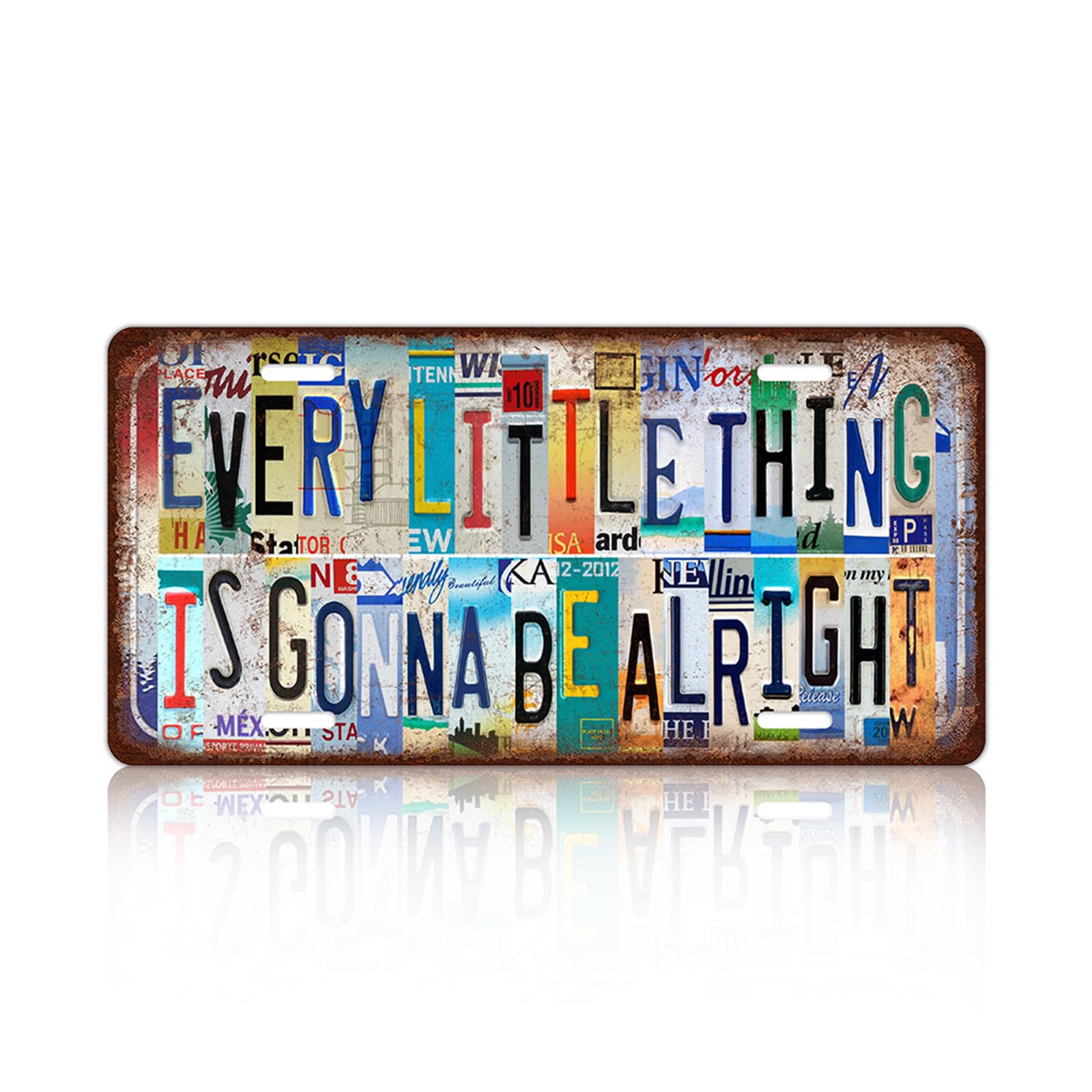 Vintage Every Little Thing Is Gonna Be Alright Metal Sign Wall Decor 