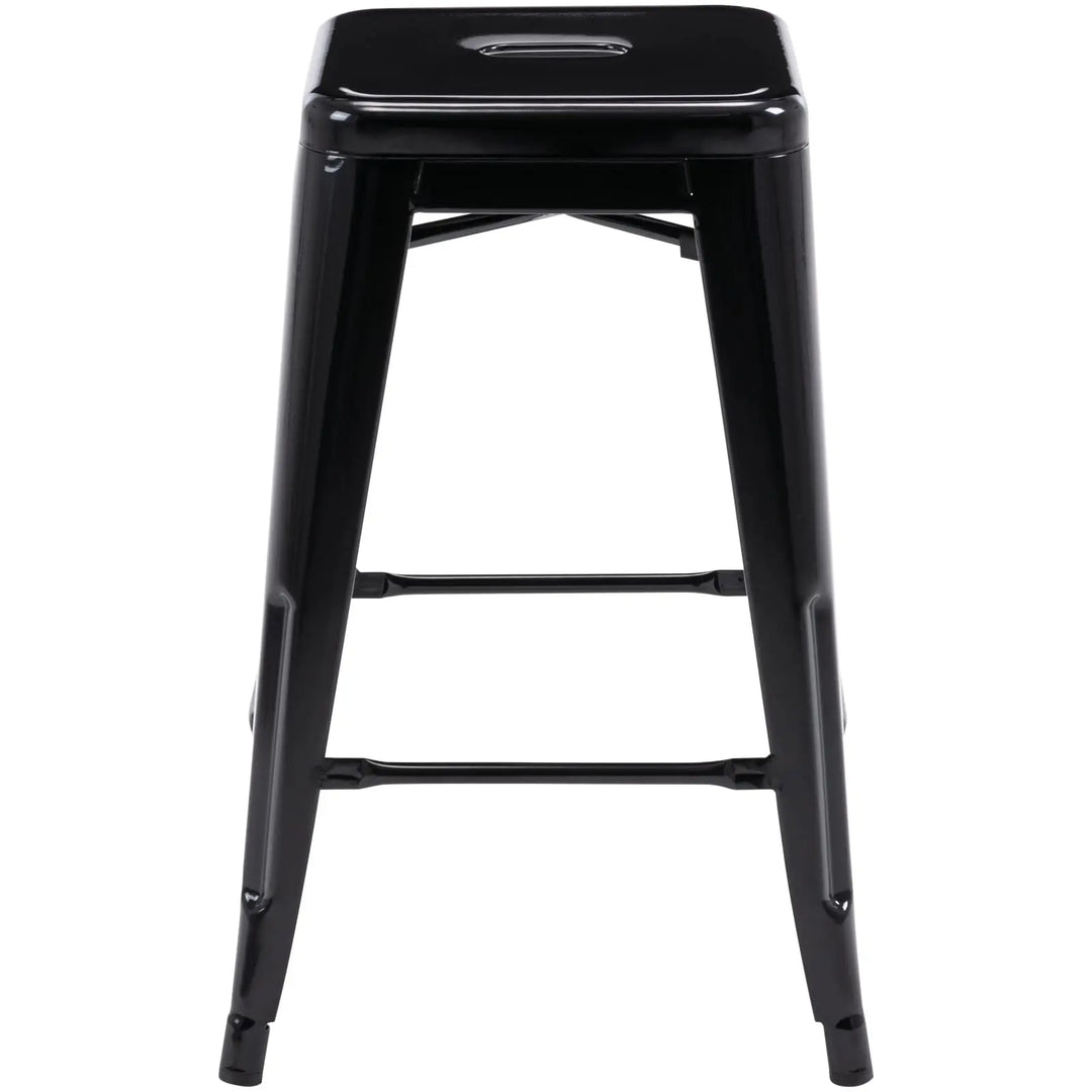 24 Inch Metal Bar Stools Set of 2, Stackable for Indoor Outdoor, Black 
