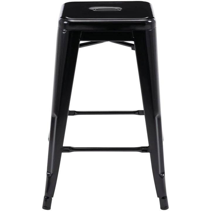 24 Inch Metal Bar Stools Set of 2, Stackable for Indoor Outdoor, Black 