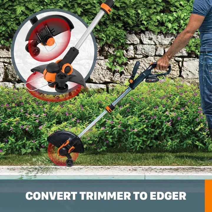 WORX Cordless String Trimmer & Lawn Edger, 12'' Electric Weed Wacker with 5.5 LBS, 20V Weed Eater with 90° Pivoting Head, 2 Batteries & Charger Included, WG163 