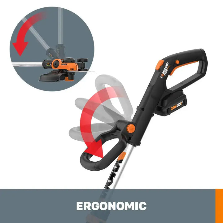 WORX Cordless String Trimmer & Lawn Edger, 12'' Electric Weed Wacker with 5.5 LBS, 20V Weed Eater with 90° Pivoting Head, 2 Batteries & Charger Included, WG163 