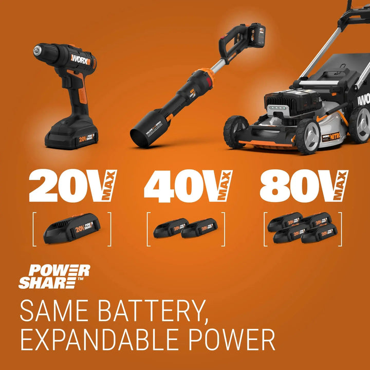 WORX Cordless String Trimmer & Lawn Edger, 12'' Electric Weed Wacker with 5.5 LBS, 20V Weed Eater with 90° Pivoting Head, 2 Batteries & Charger Included, WG163 