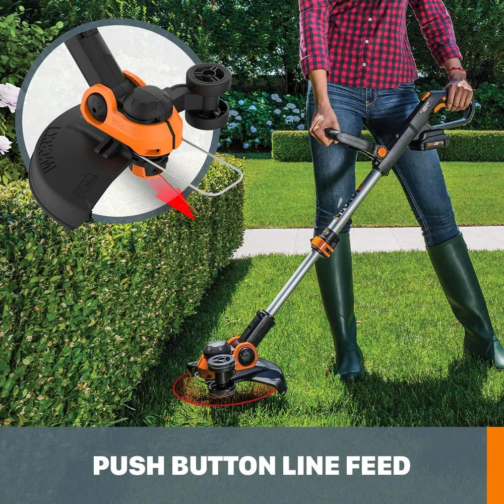 WORX Cordless String Trimmer & Lawn Edger, 12'' Electric Weed Wacker with 5.5 LBS, 20V Weed Eater with 90° Pivoting Head, 2 Batteries & Charger Included, WG163 