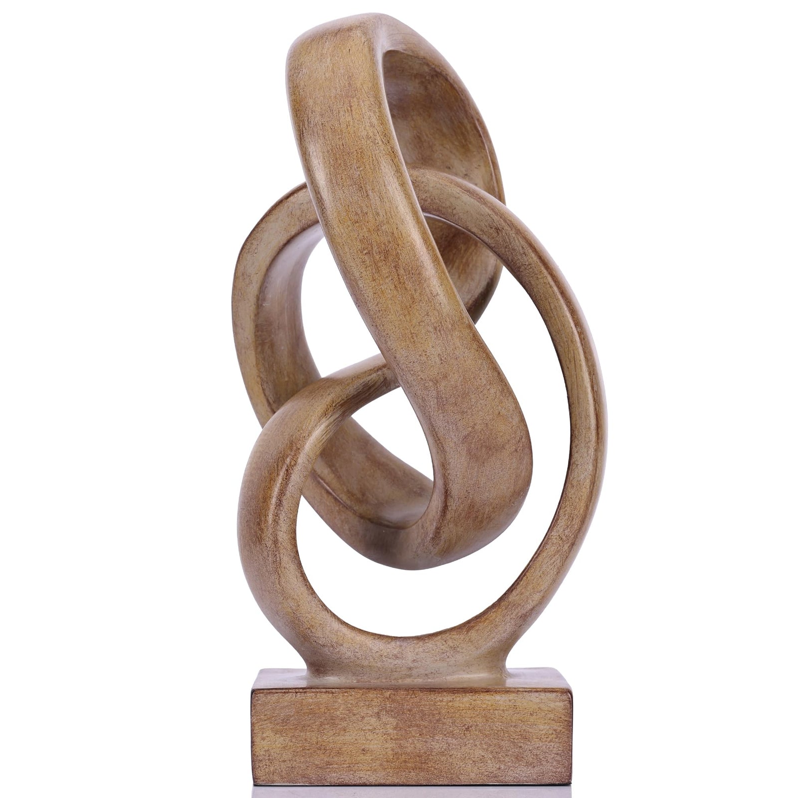 WUBIANJIE Modern Abstract Knot Sculpture, Artistic Mobius Inspired Resin Decor, Elegant Home and Office Decor, (Wood Color) 