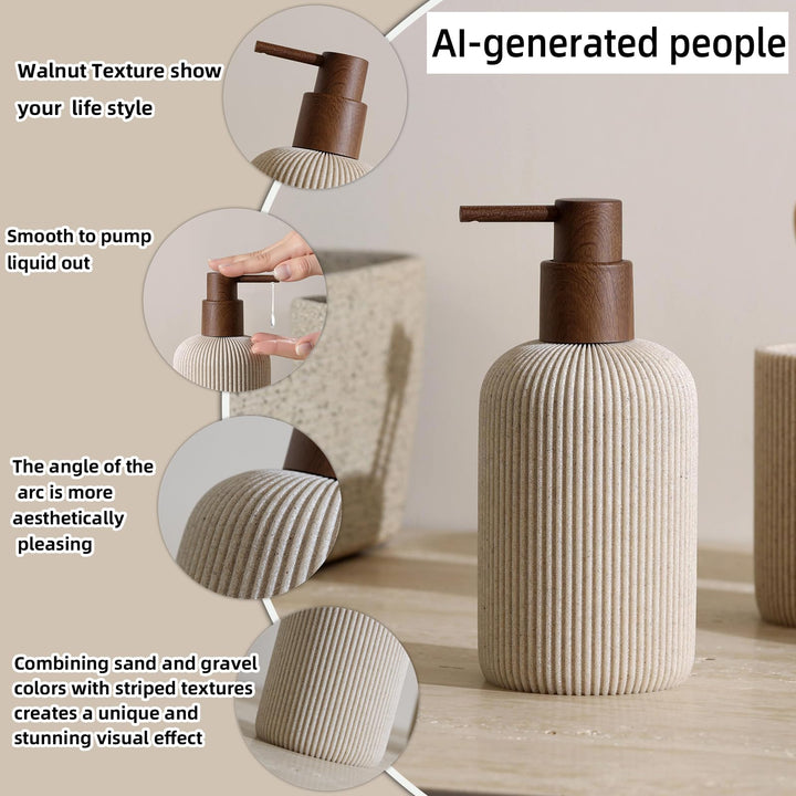 WUUAHOME Bathroom Accessories Set, 5 PCS Modern Bath Organizer, Beige 