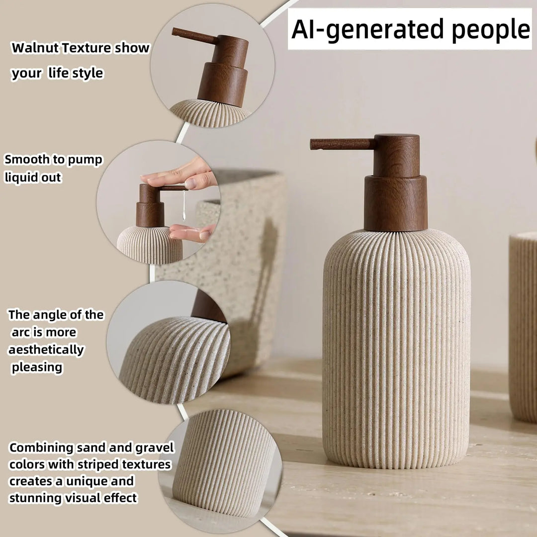 WUUAHOME Bathroom Accessories Set, 5 PCS Modern Bath Organizer, Beige 