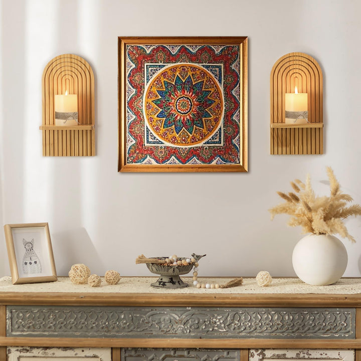 Walasis Boho Wall Decor Set of Two: Wood Wall Candle Holder 
