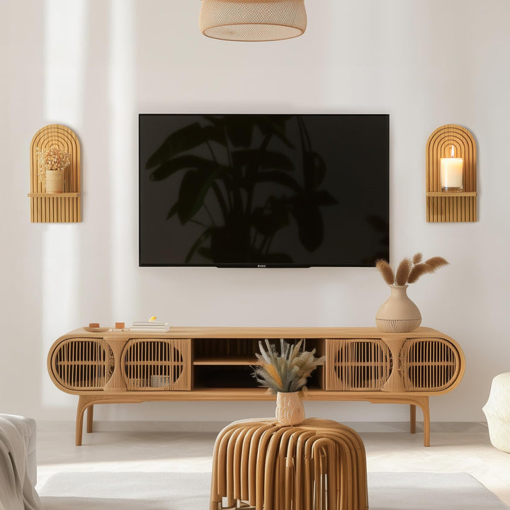 Walasis Boho Wall Decor Set of Two: Wood Wall Candle Holder 