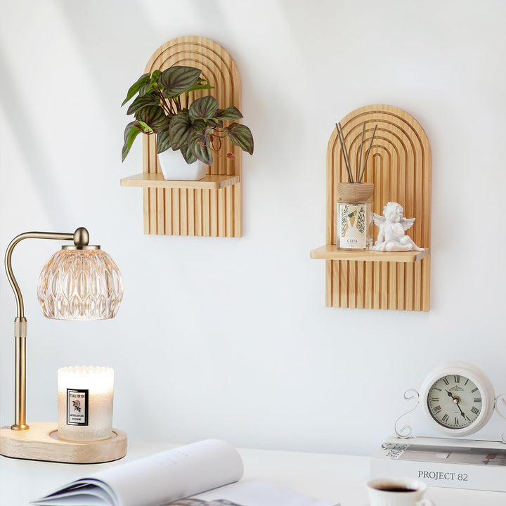 Walasis Boho Wall Decor Set of Two: Wood Wall Candle Holder 
