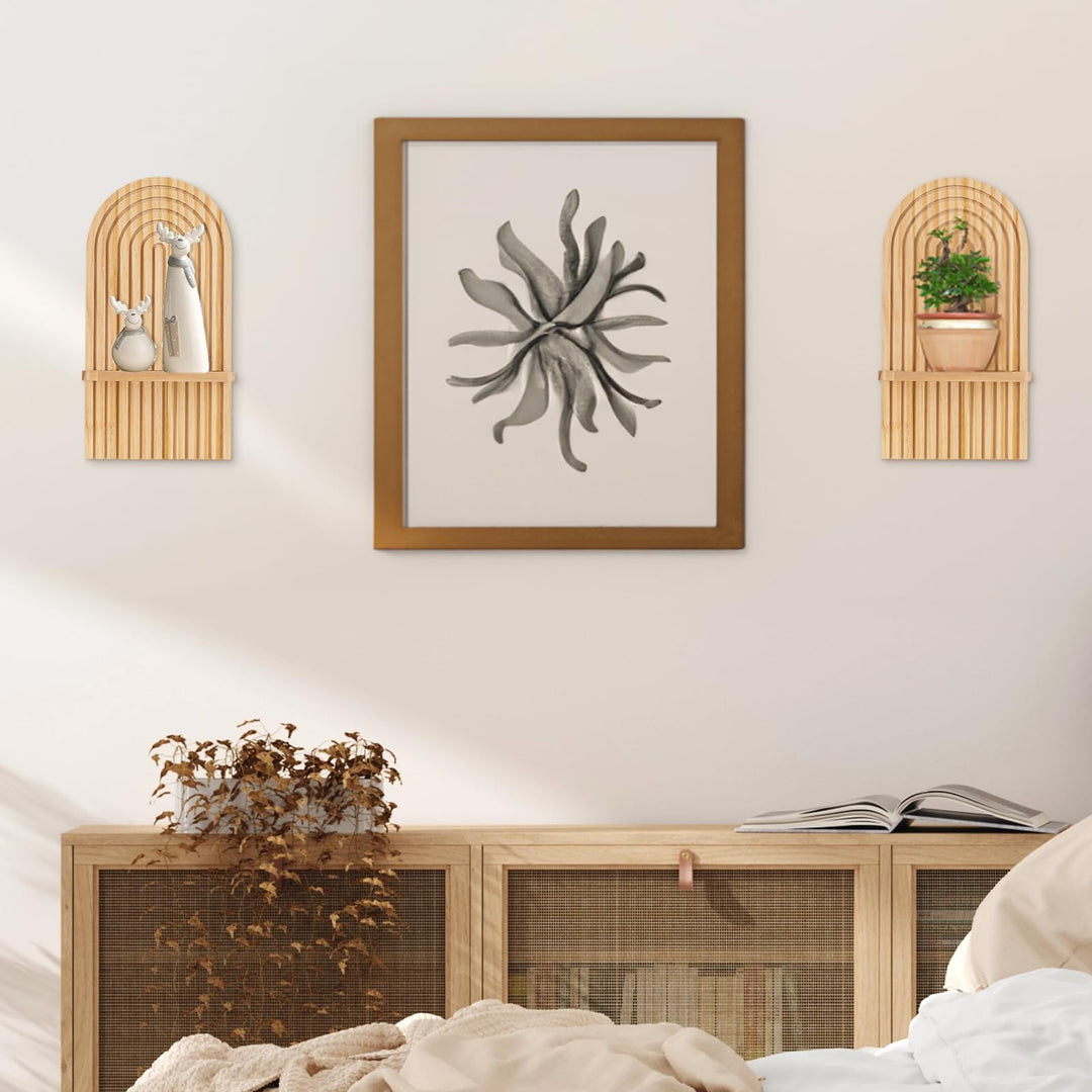 Walasis Boho Wall Decor Set of Two: Wood Wall Candle Holder 