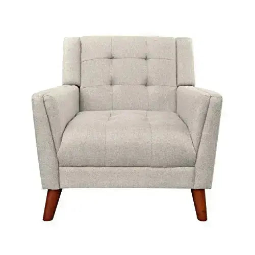 Christopher Knight Accent Chair, Evelyn Modern Fabric Arm Chair - Beige/Walnut