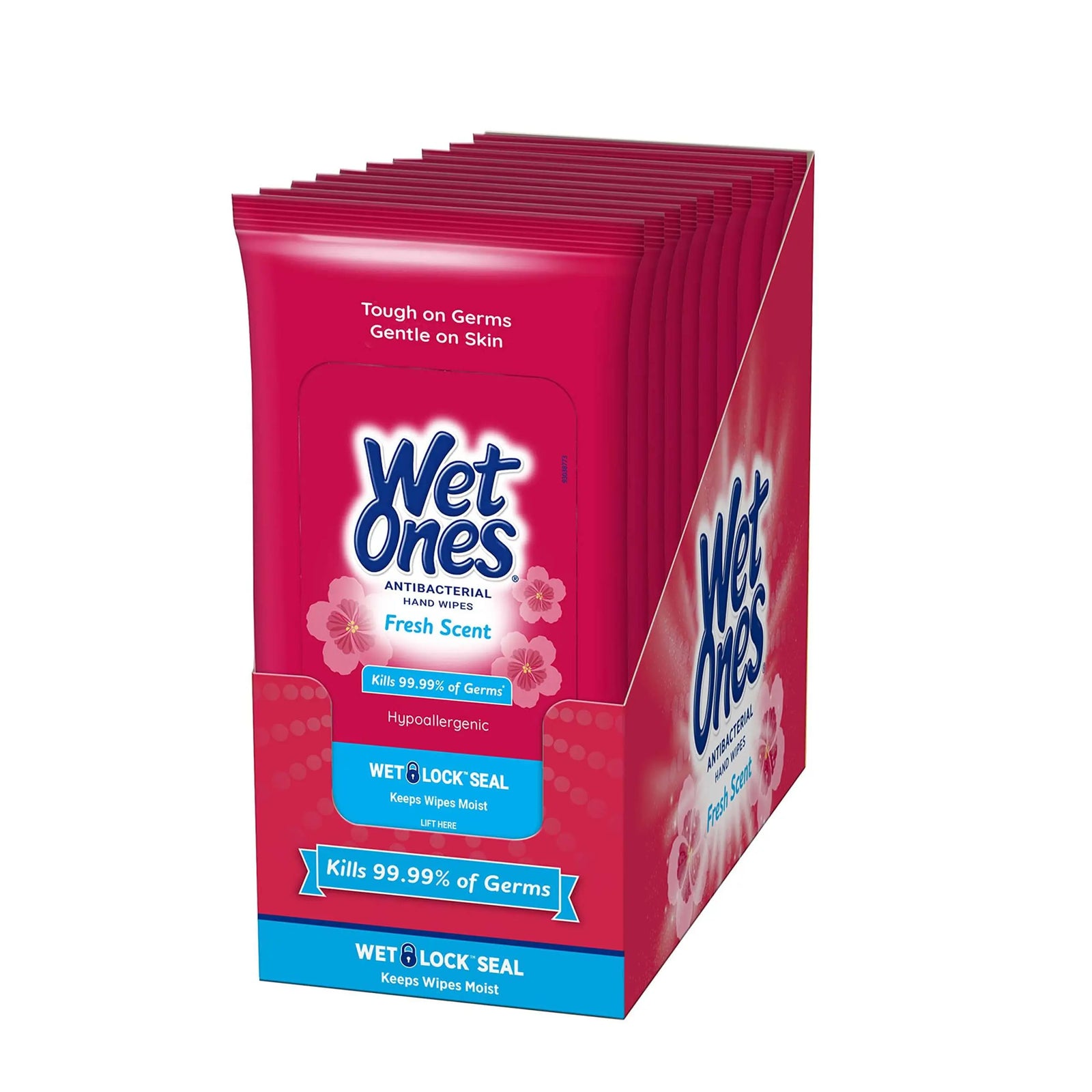Wet Ones Antibacterial Hand Wipes Case, Fresh Scent, kills 99.99% of germs, travel size, 20 count, 10 pack.