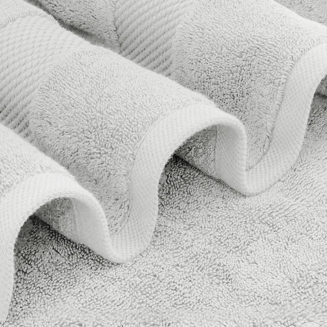 White Classic Luxury Silver Bath Towel Set - Combed Cotton Hotel Quality Absorbent 8 Piece Towels | 2 Bath Towels | 2 Hand Towels | 4 Washcloths [Worth $72.95] 8 Pack | Silver 