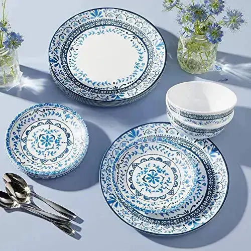 Corelle Dinnerware Chip Resistant 18-Piece Set, Serves 6 - Portofino, Blue/White