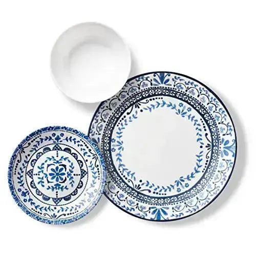 Corelle Dinnerware Chip Resistant 18-Piece Set, Serves 6 - Portofino, Blue/White