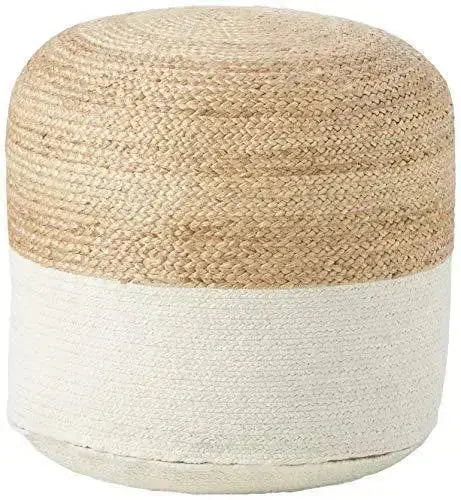 Signature Design by Ashley Sweed Valley Jute Pouf - Beige/White