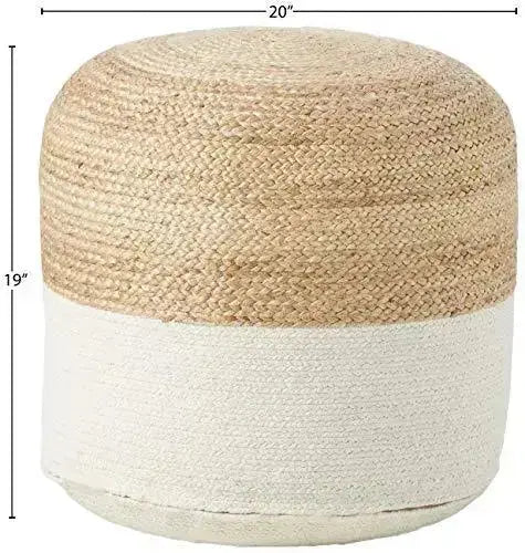 Signature Design by Ashley Sweed Valley Jute Pouf - Beige/White