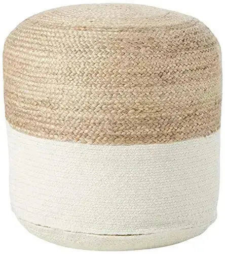 Signature Design by Ashley Sweed Valley Jute Pouf - Beige/White